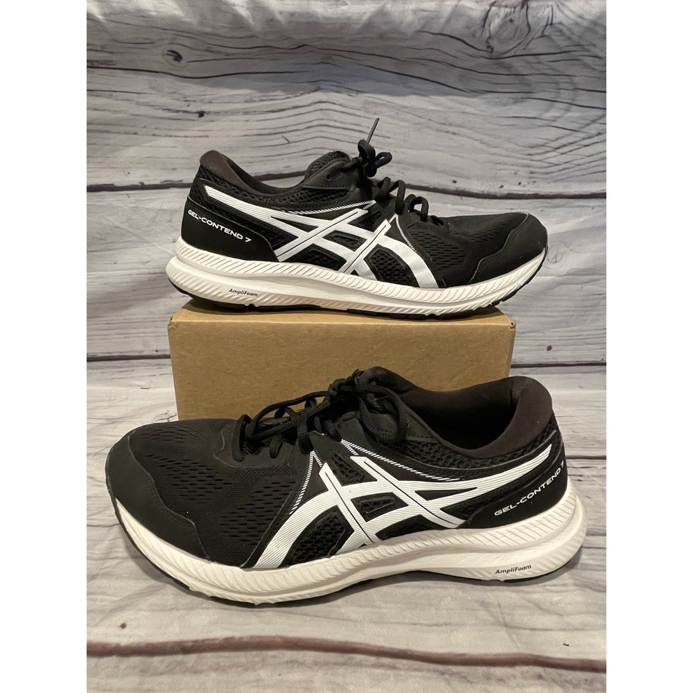 Asics Gel-Contend 7 Mens US 11.5 Extra Wide Running Shoes Black White Sneakers
